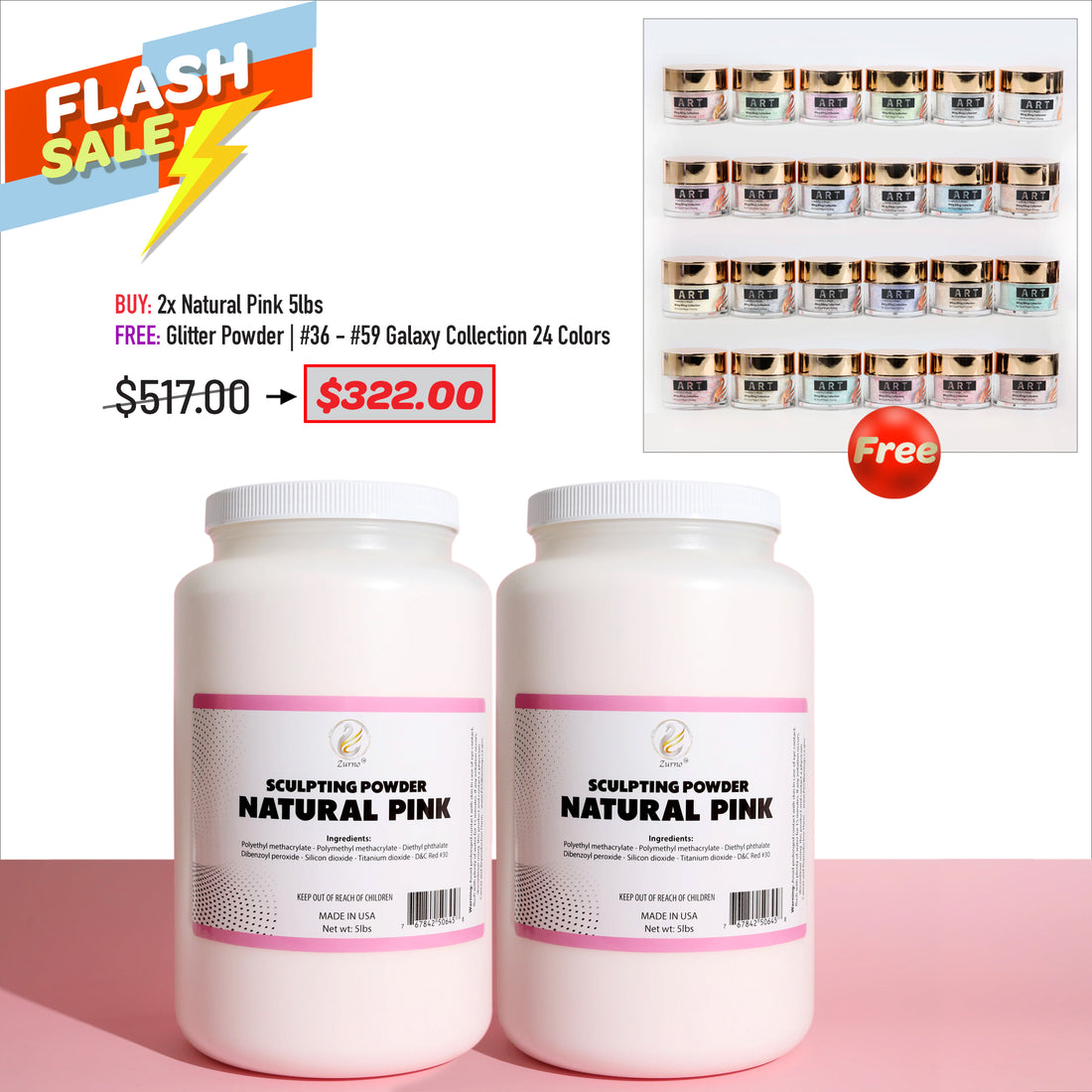 FLASH SALE - Crystal Clear / Natural Pink Bundle
