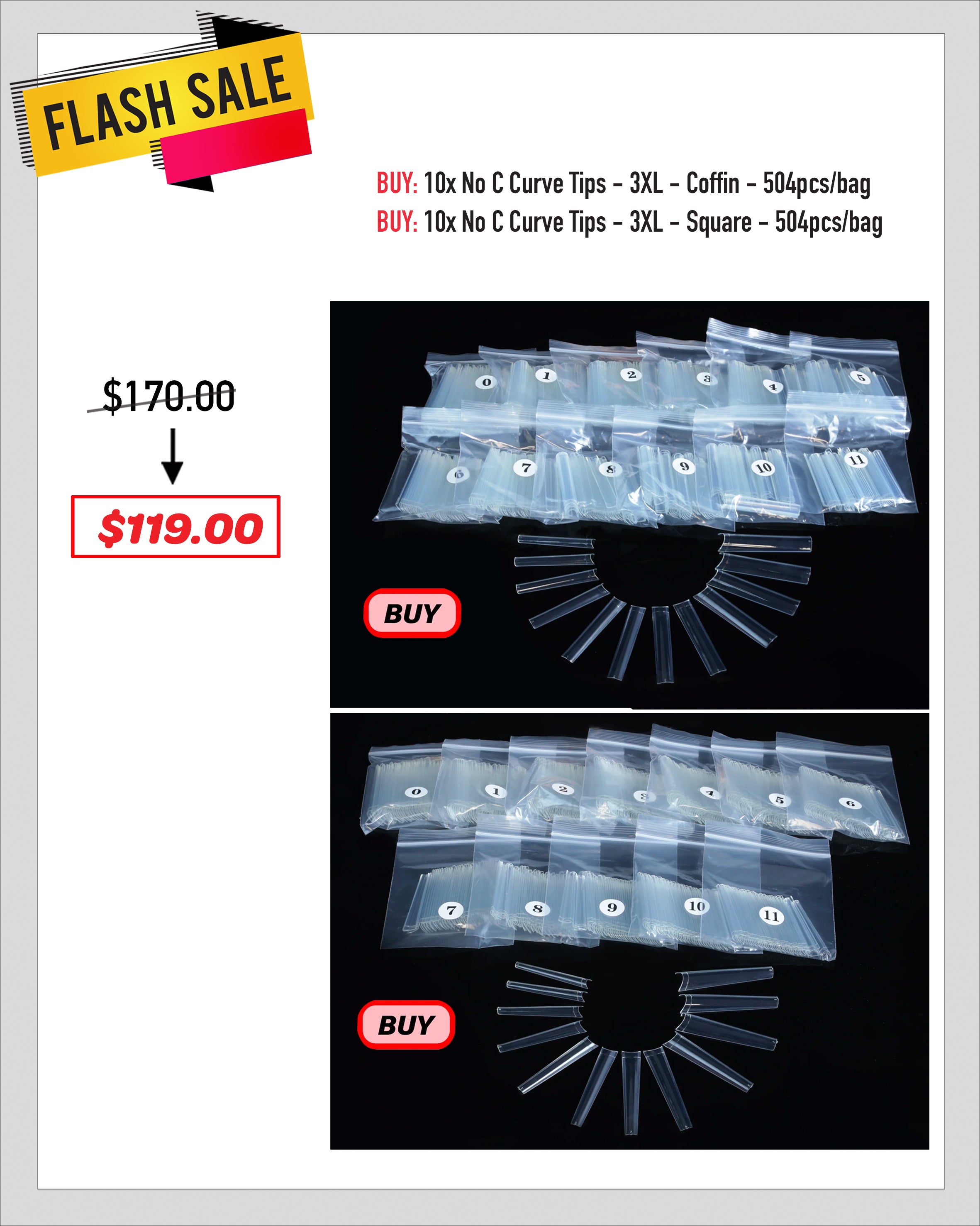 FLASH SALE - No C Curve Tips - 3XL Tip Bag Bundle