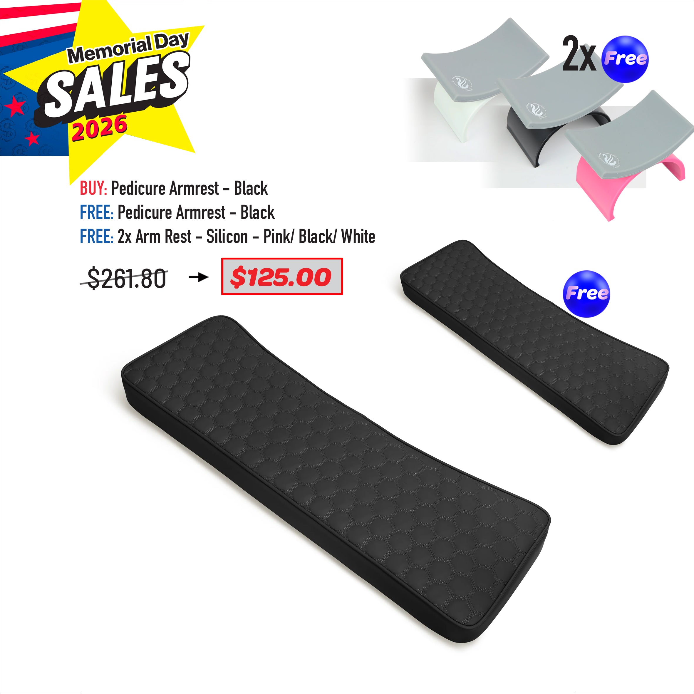 MEMORIAL DAY DEAL - Pedicure Armrest - Black