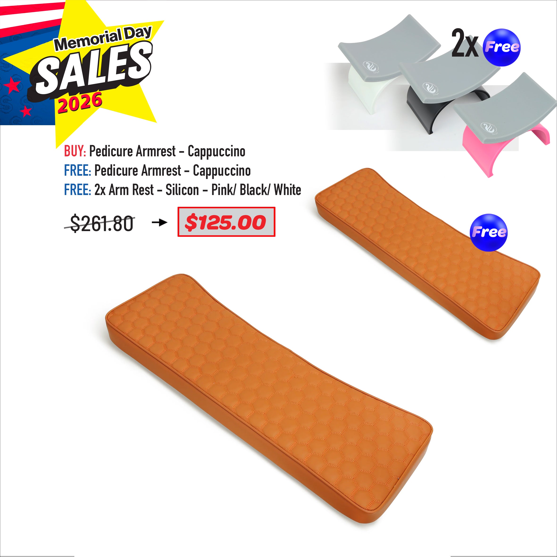 MEMORIAL DAY DEAL - Pedicure Armrest - Cappuccino