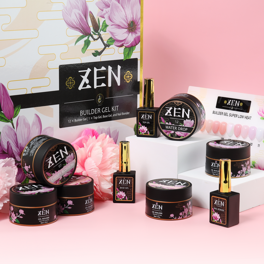 Thumbnail featuring Zen Builder Gel Japanese Garden Collection – hard gel and builder gel for professional nail enhancement. Strengthens nails while providing a durable, natural finish for flawless extensions and overlays.