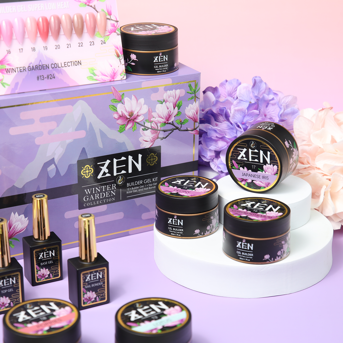 Thumbnail featuring Zen Builder Gel Winter Garden Collection – hard gel / builder gel for professional nail enhancement. Strengthens nails while providing a durable, natural finish for flawless extensions and overlays.