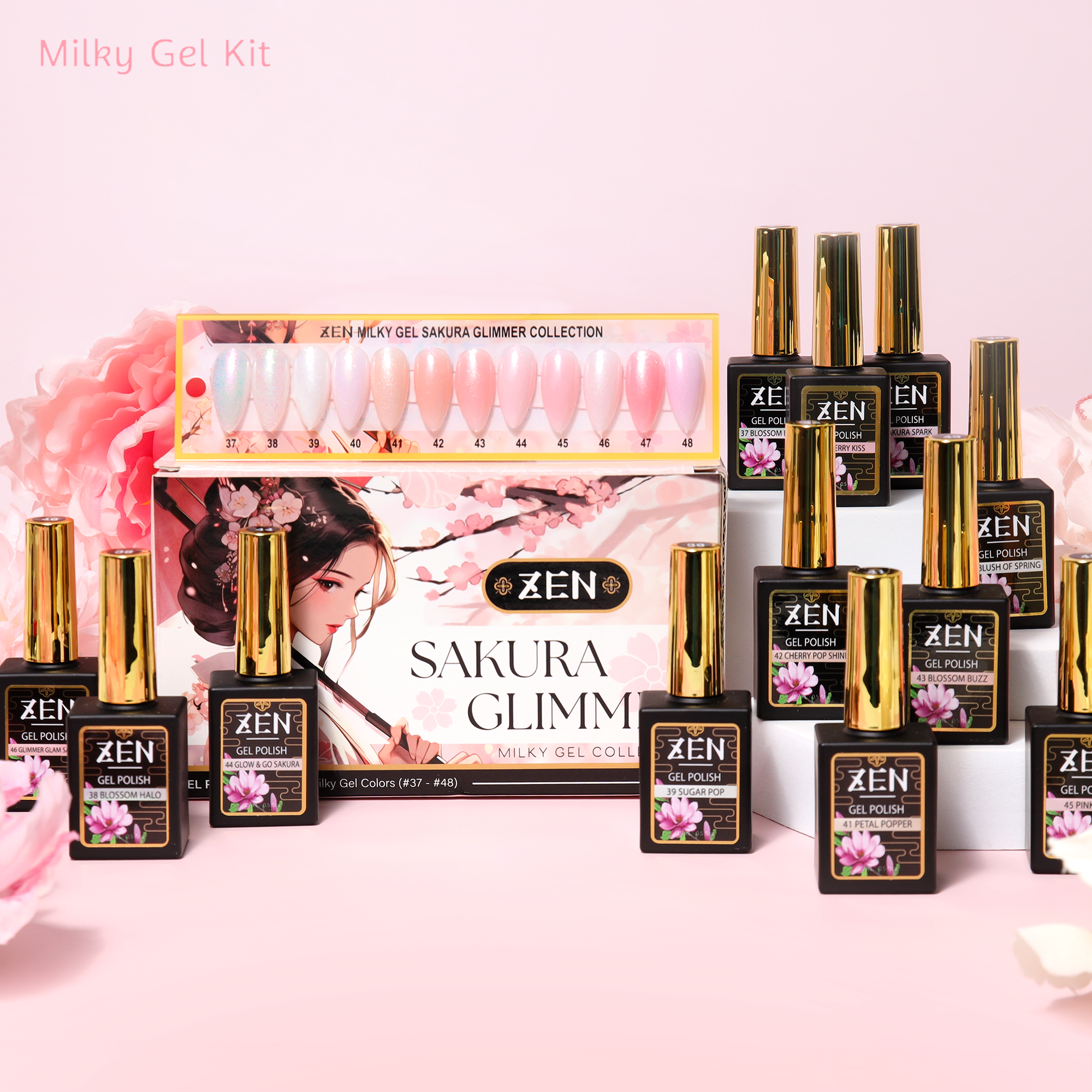 KaZEN | Milky Gel Polish Sakura Glimmer Collection #37-#48 KaZEN | Milky Gel Polish Sakura Glimmer Collection #37-#48