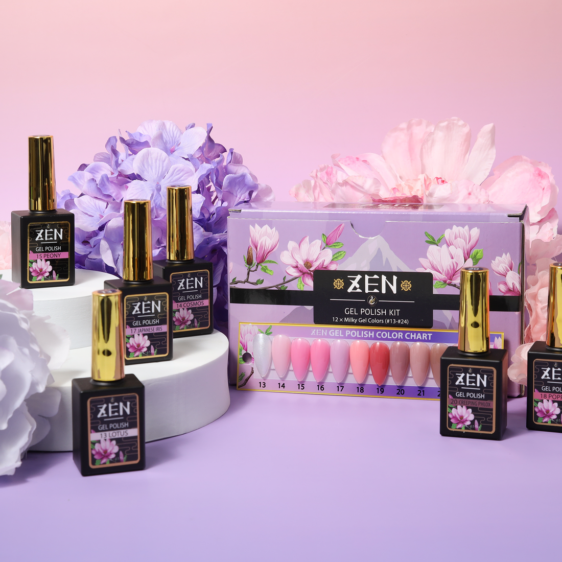 ZEN Milky Gel Polish – Winter Garden Collection, Soft Milky, Light Pink, Nude Shades for Elegant Nail Looks