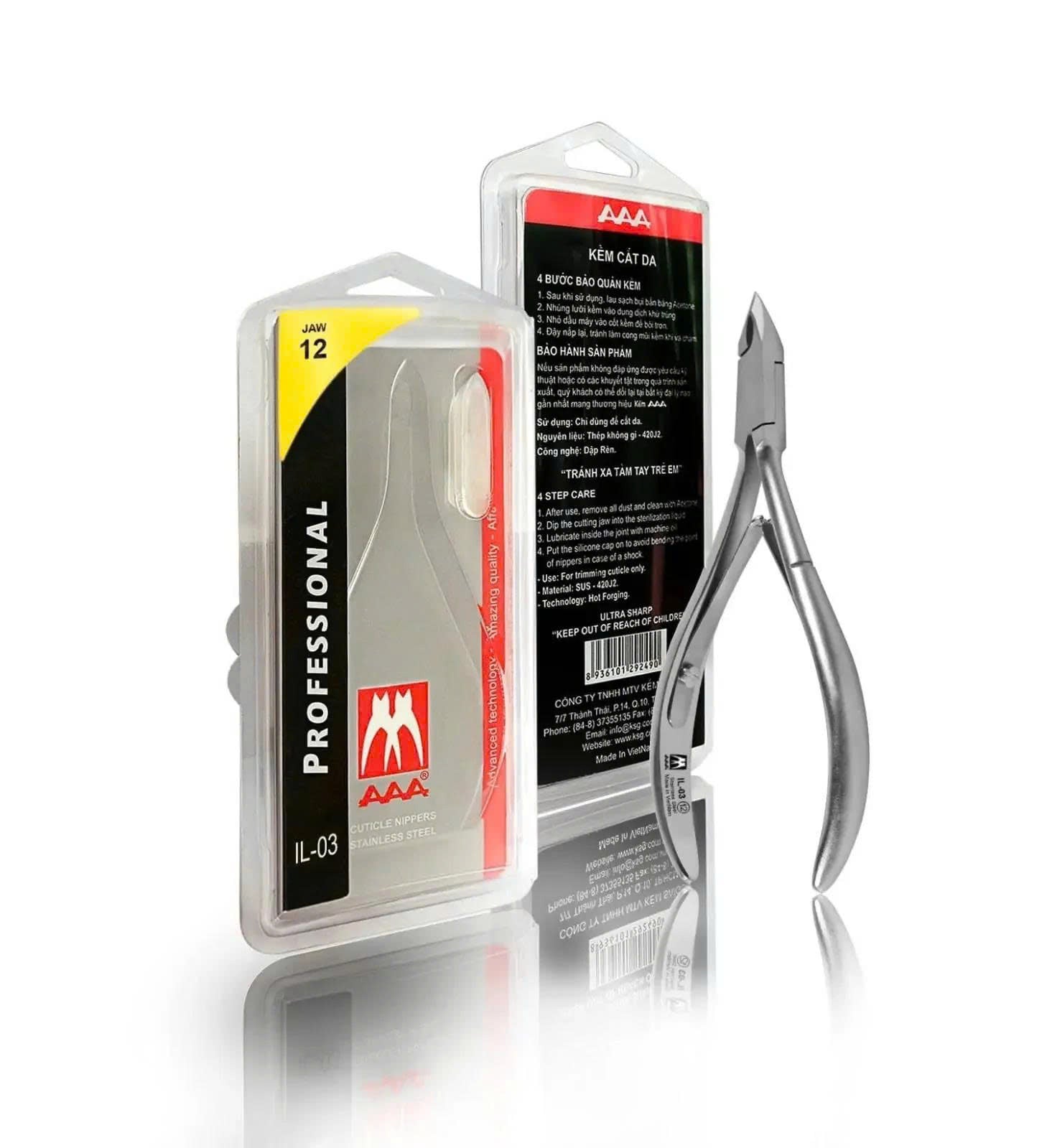 AAA Stainless Steel PRO Cuticle Nippers - IL03-jaw 12