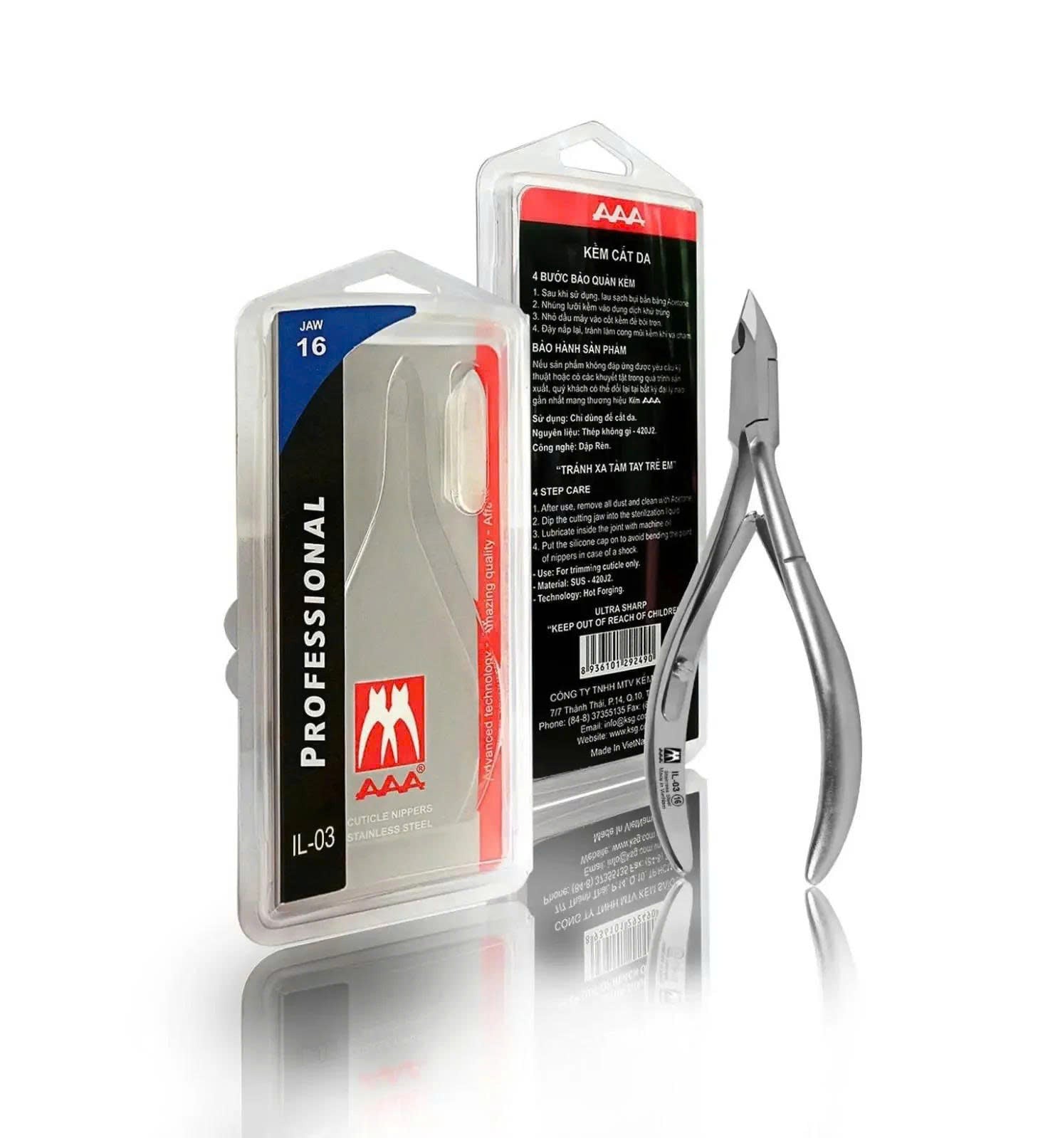 AAA Stainless Steel PRO Cuticle Nippers - IL03-jaw 16