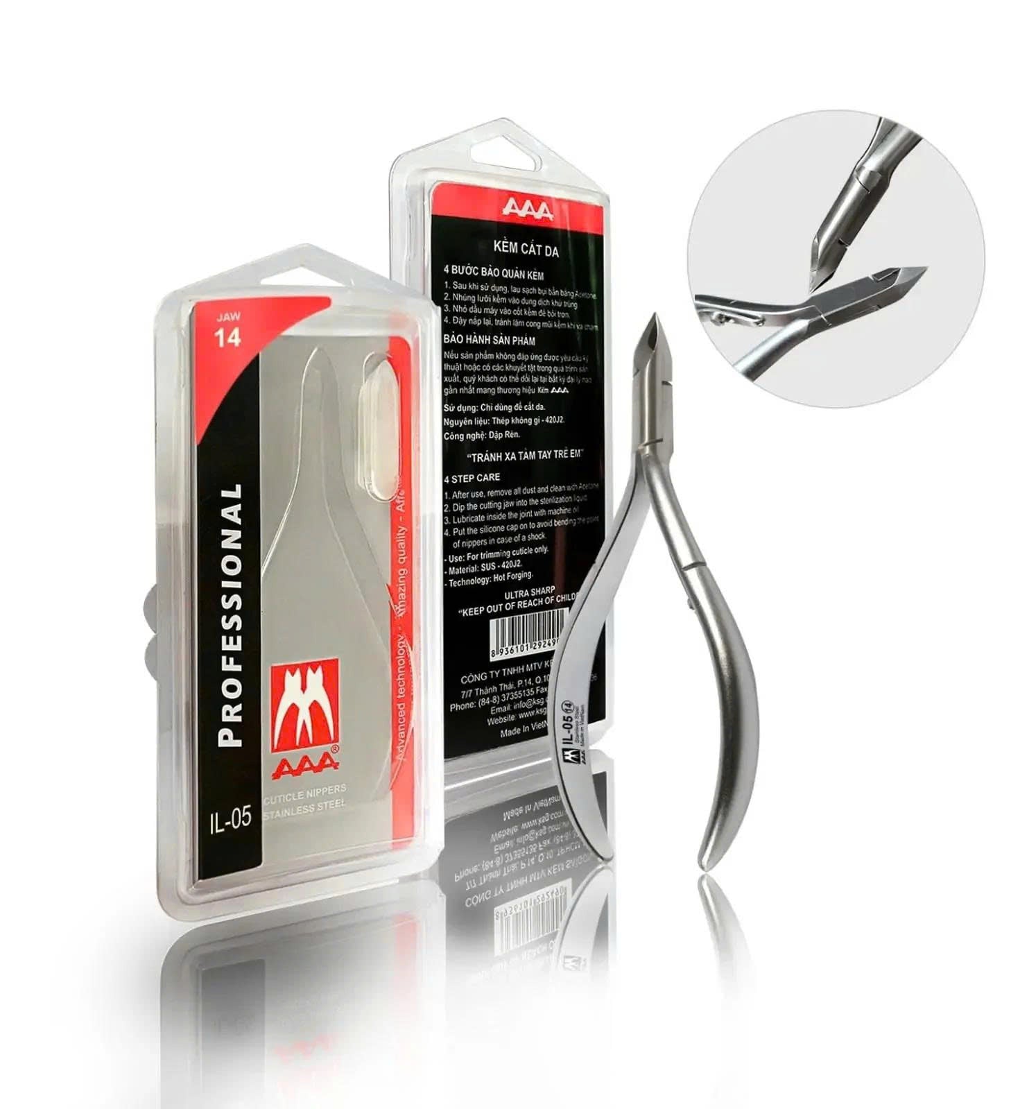 AAA Stainless Steel PRO Cuticle Nippers - IL05-jaw 14