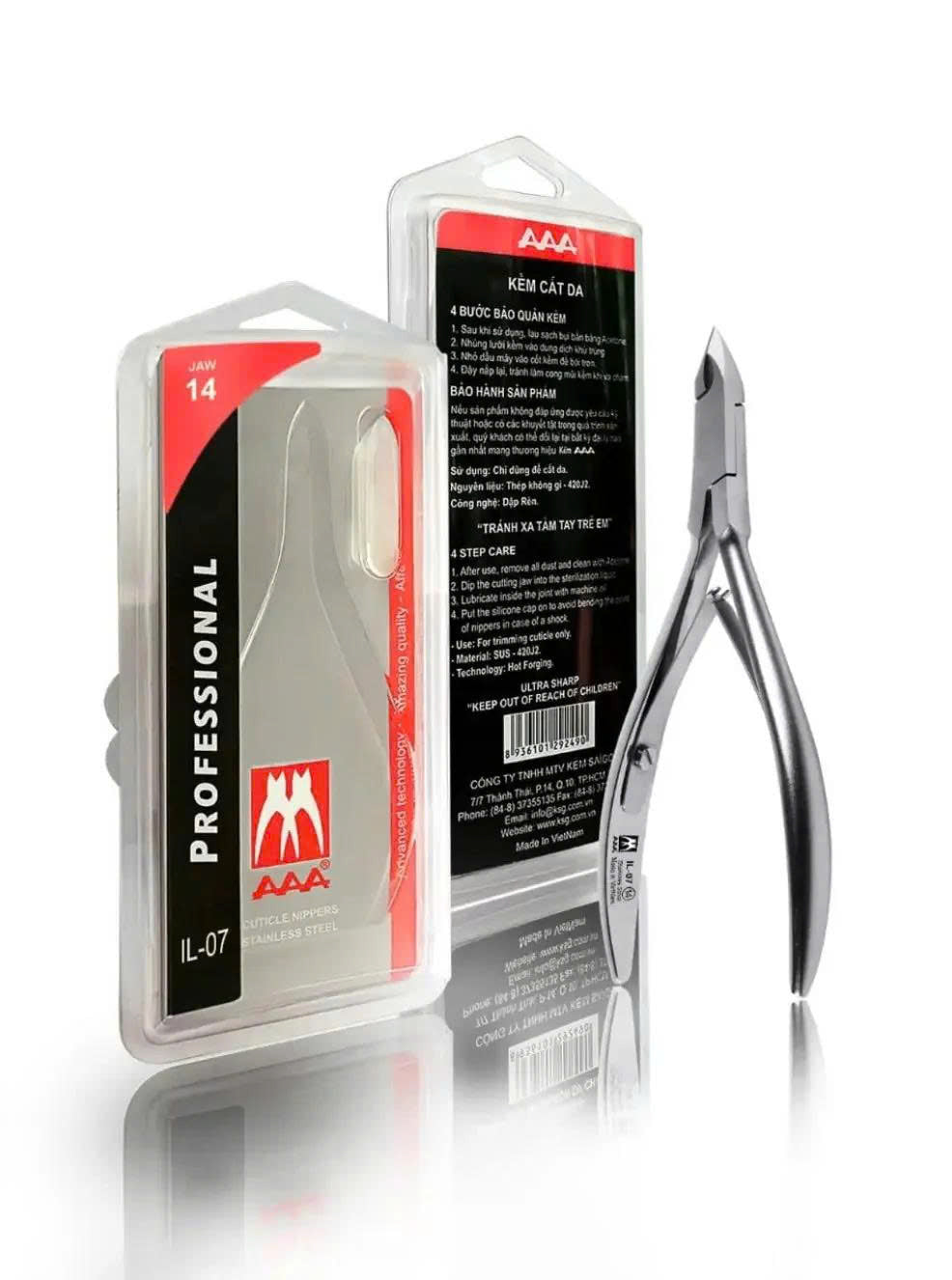 AAA Stainless Steel PRO Cuticle Nippers - IL07-jaw 14