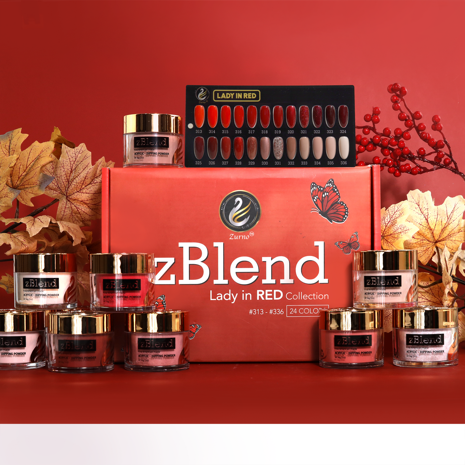 zBlend - zGel - zLacquer | #313 - #336 Lady in Red Collection - 24 zBlend - zGel - zLacquer | #313 - #336 Lady in Red Collection - 24