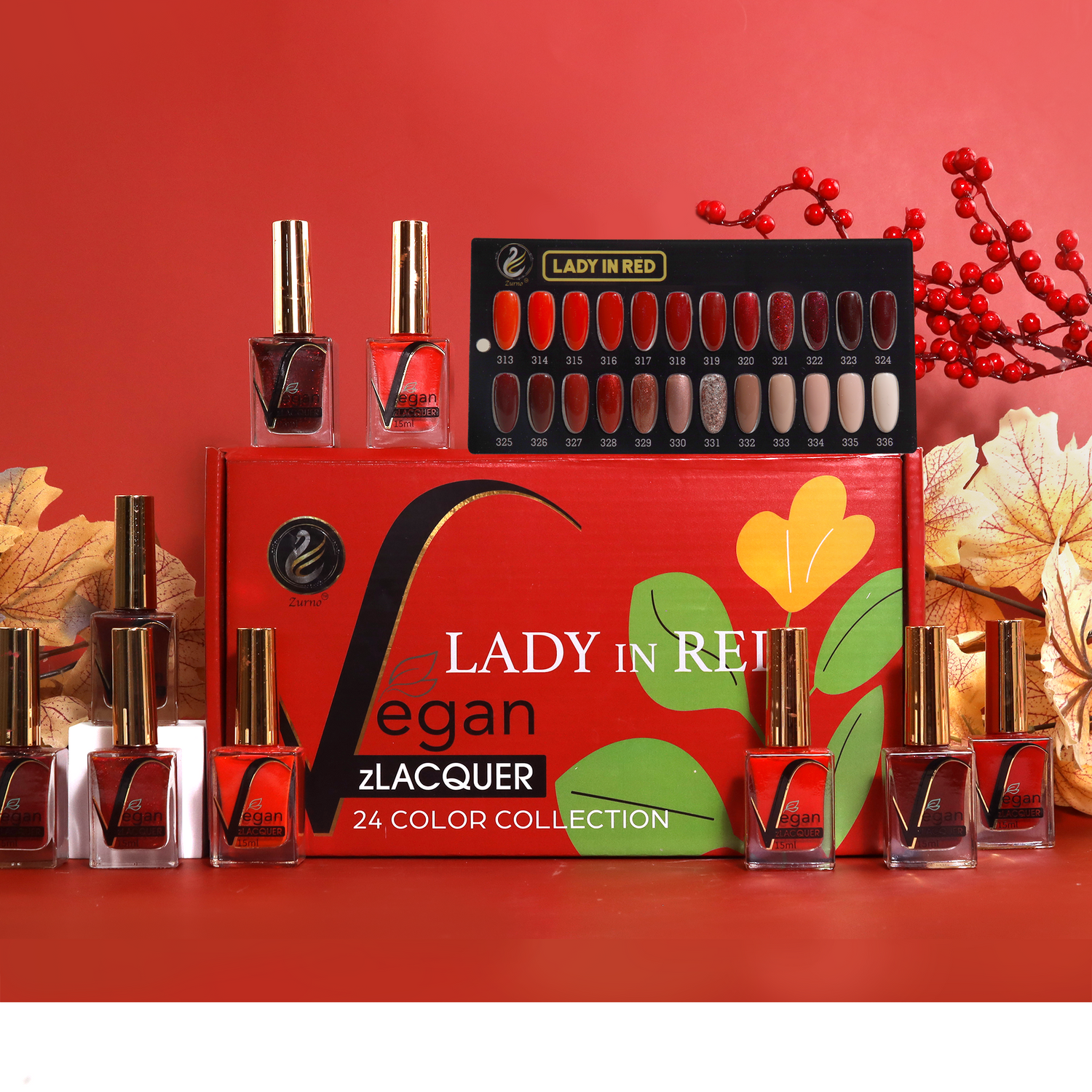 zBlend - zGel - zLacquer | #313 - #336 Lady in Red Collection - 24 zBlend - zGel - zLacquer | #313 - #336 Lady in Red Collection - 24