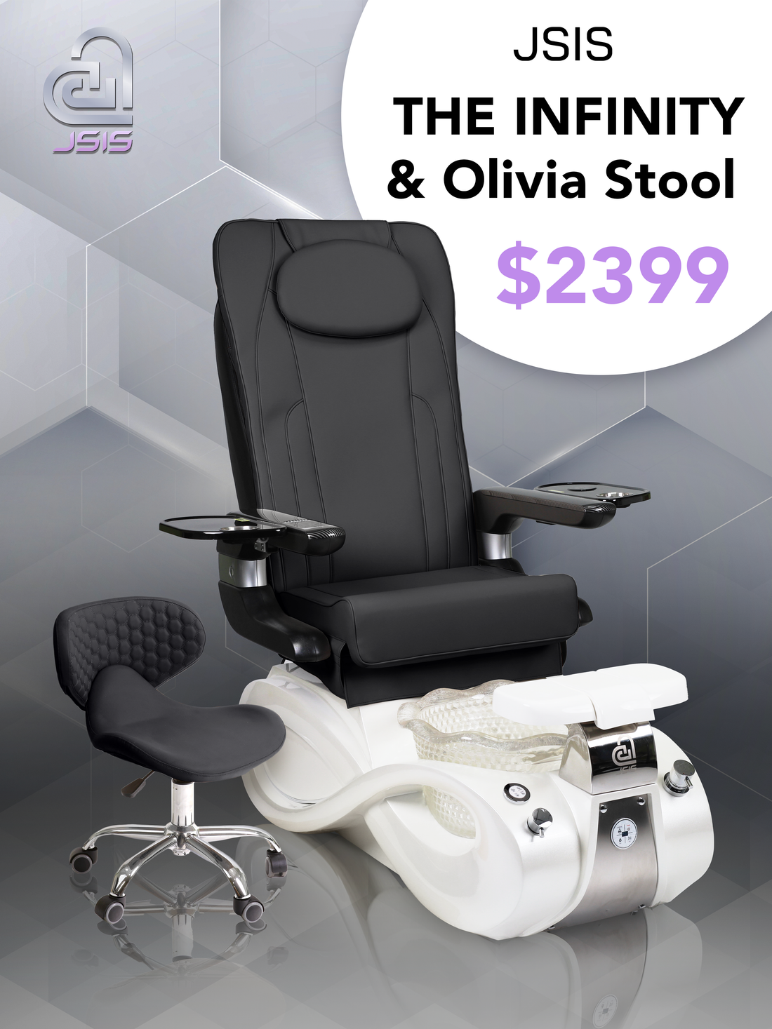 JSIS - Pedicure Spa Chair - Model B - Infinity - FREE Olivia Stool