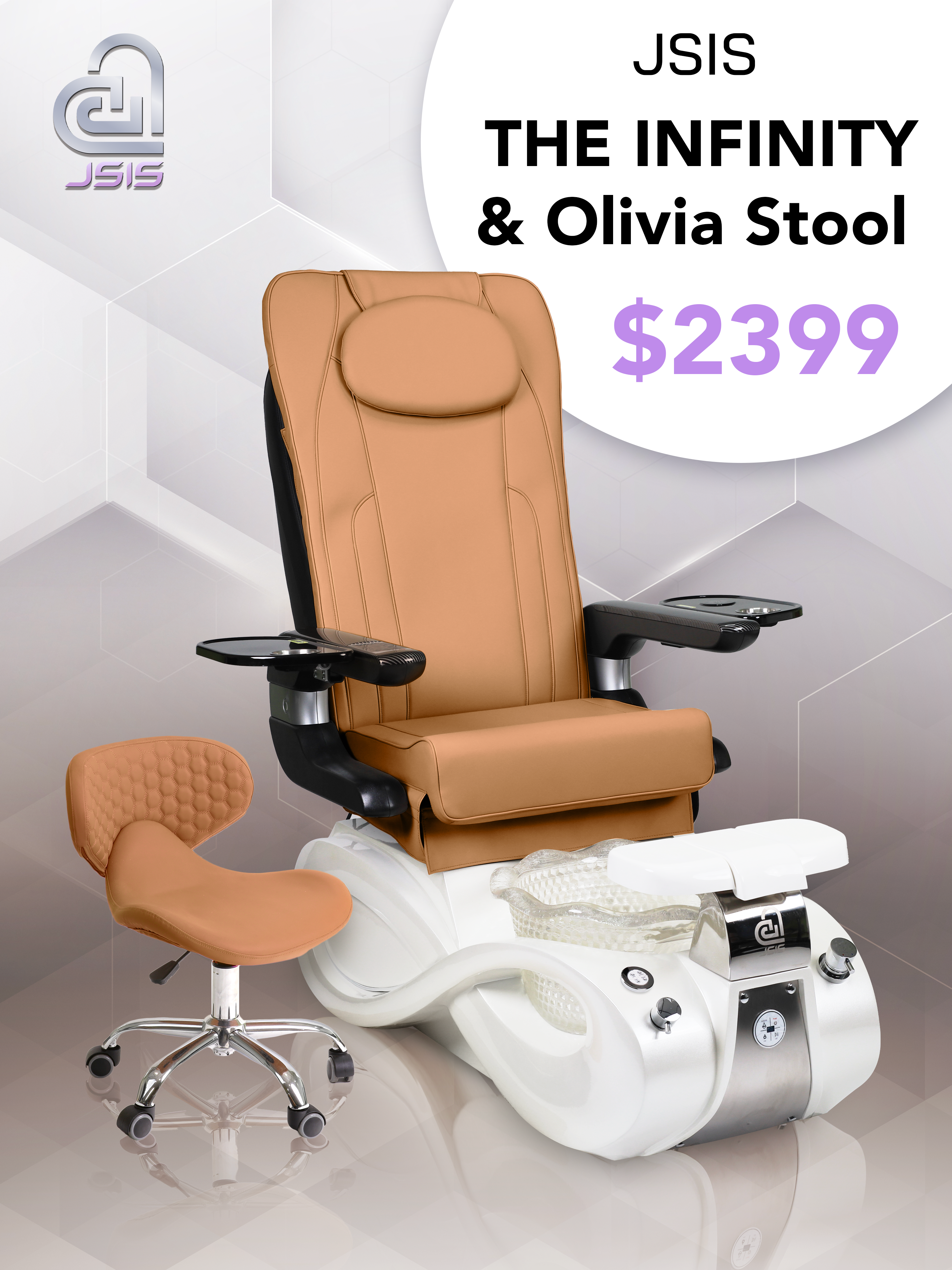 JSIS - Pedicure Spa Chair - Model B - Infinity - FREE Olivia Stool