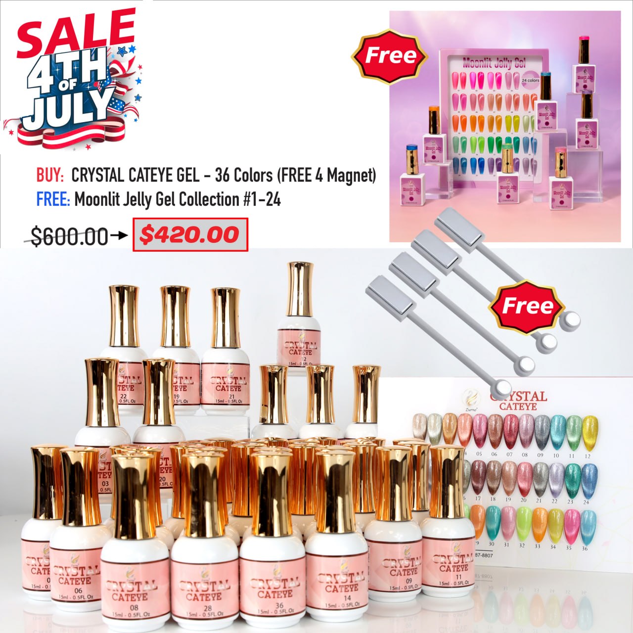 4TH JULY SALE - Crystal Cateye Gel Deal