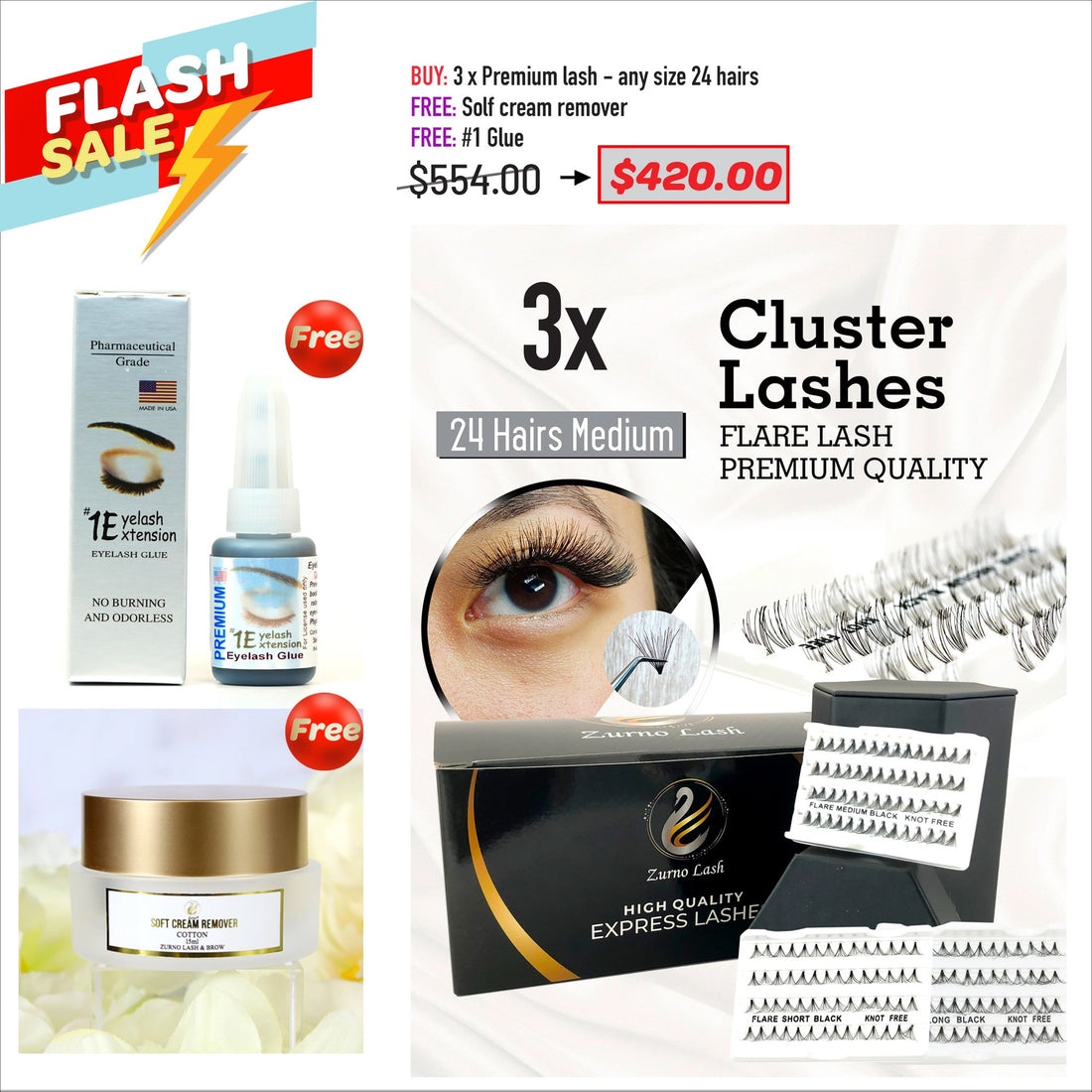FLASH SALE - Cluster Lash - 24 Hair Bundle