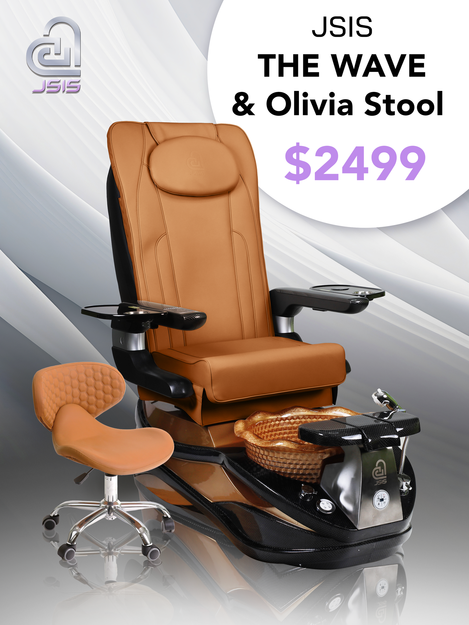 JSIS - Pedicure Spa Chair - Model A - The Wave - FREE Olivia Stool