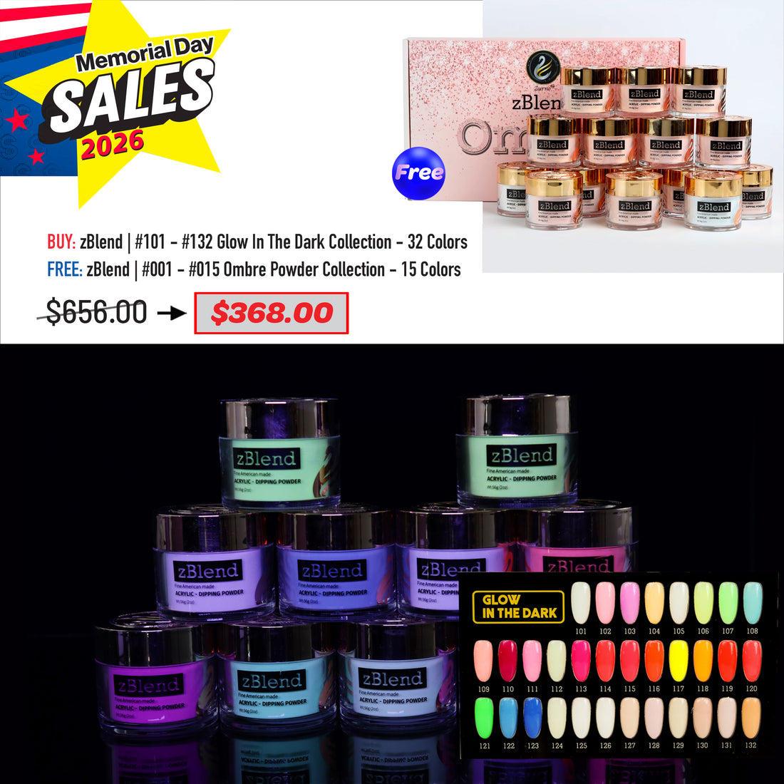 MEMORIAL DAY DEAL - zBlend - Glow In The Dark &amp; Ombre Powder Collection