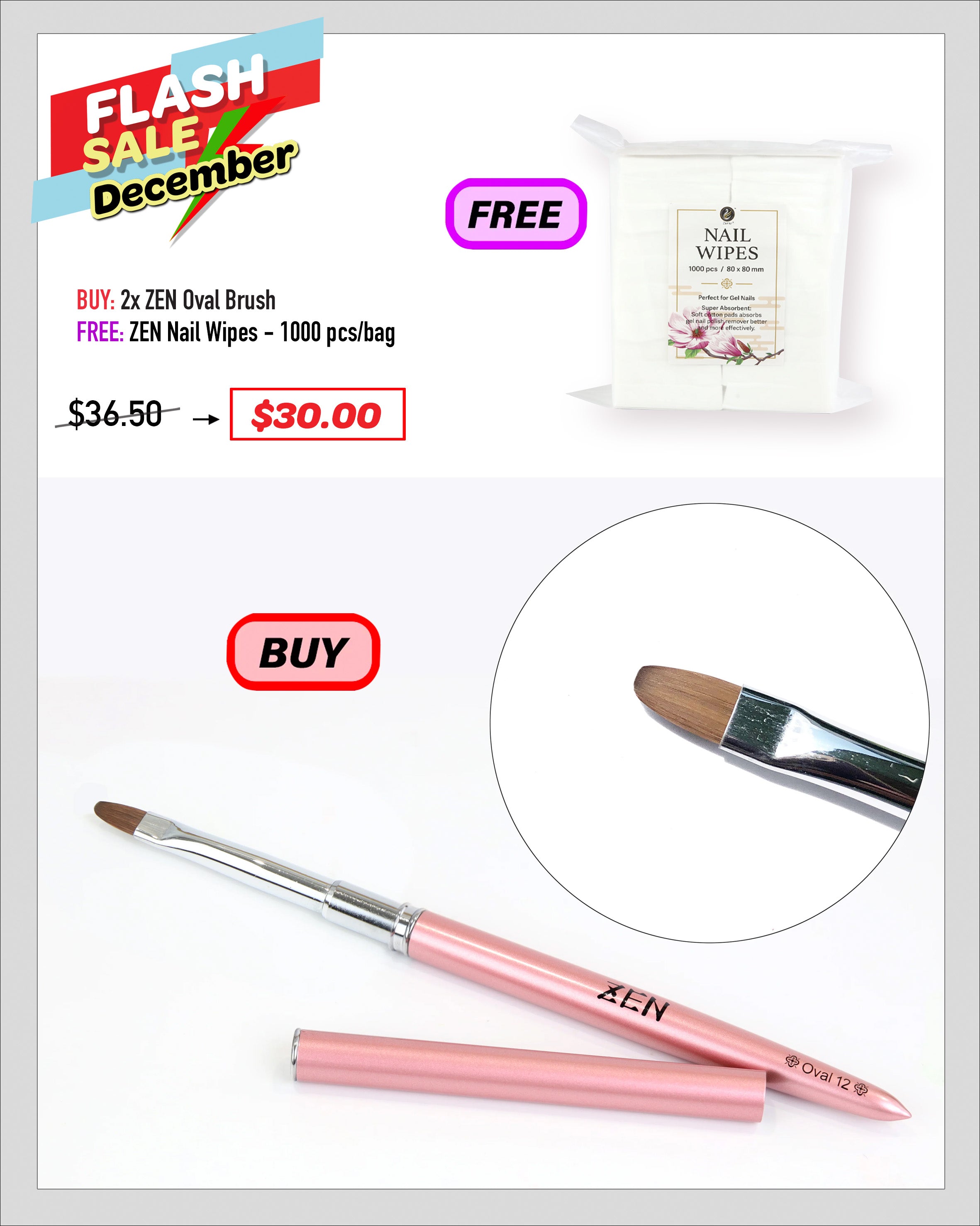 FLASH SALE - ZEN - Oval Brush Bundle