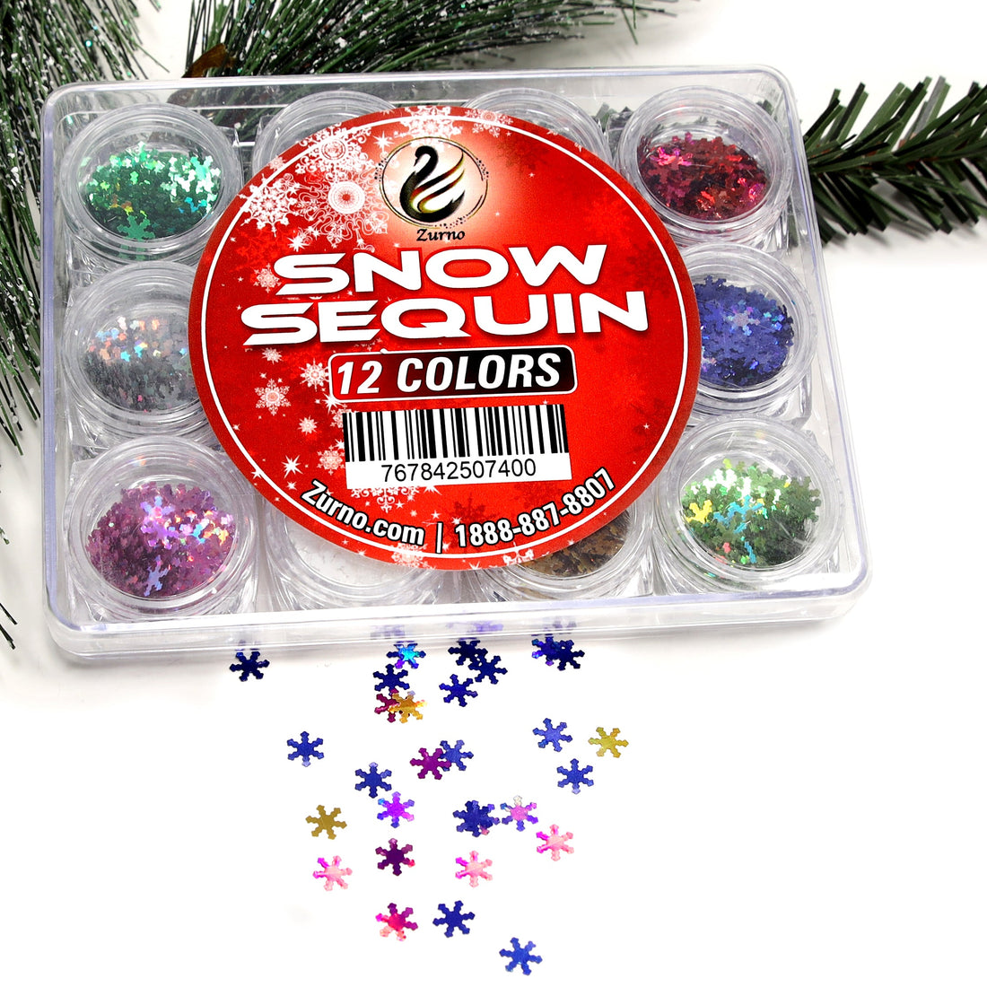 Nail Art Winter &amp; Snow Sequin - 12 Colors/Box