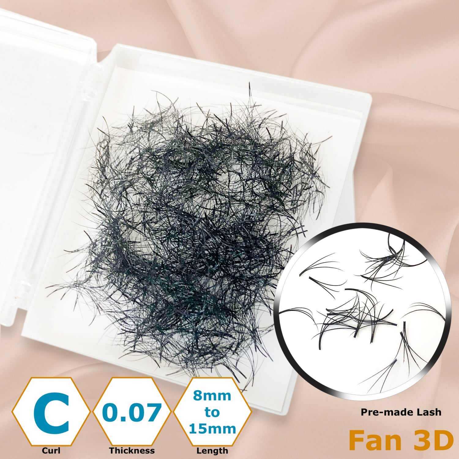 Pre-made Lash - Fan 3D - Curl, Thickness &amp; Length Optional