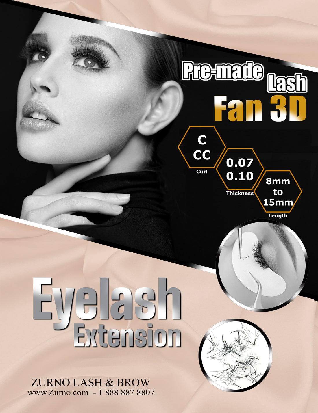 Pre-made Lash - Fan 3D - Curl, Thickness &amp; Length Optional