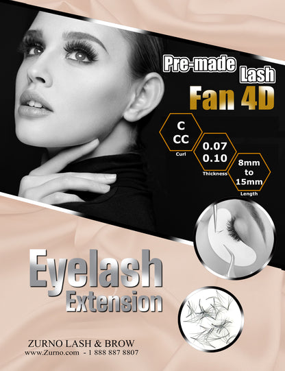 Pre-made Lash - Fan 4D - Curl, Thickness &amp; Length Optional