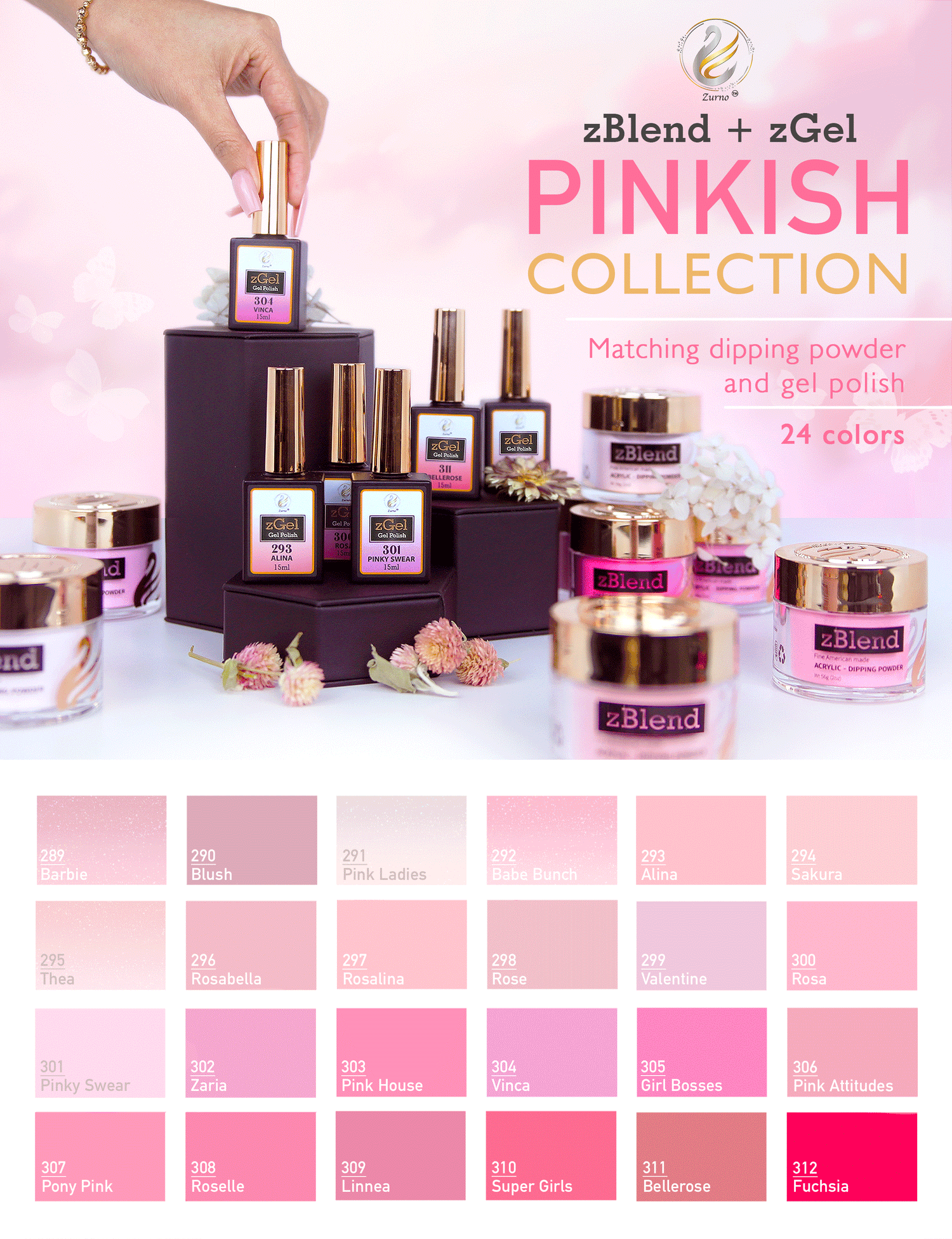 zBlend - zGel - zLacquer | #289 - #312 Pinkish Collection - 24 zBlend - zGel - zLacquer | #289 - #312 Pinkish Collection - 24