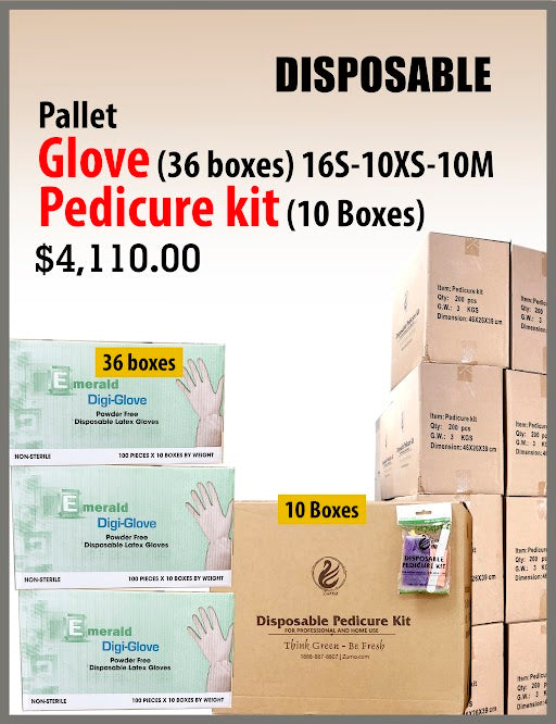 Disposable Bundle - Emerald Gloves + Pedicure Kits